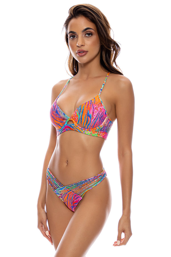 Luli Fama WILD WATERS - Underwire Top & Strappy Ruched Back Bottom • Multicolor – Luli Fama