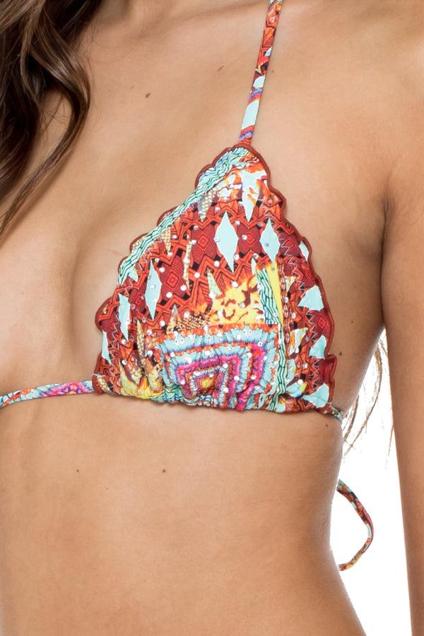 Luli Fama YEMAYA - Wavey Triangle Top & Wavey Ruched Back Brazilian Tie Side Bot – Luli Fama